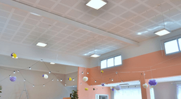 Interiérové osvětlení - LED osvětlení kulturního sálu v Konětopech